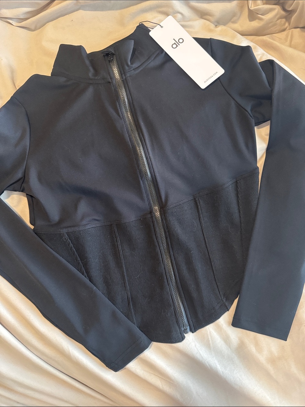 ALO Yoga Black Full-Zip Bomber Jacket